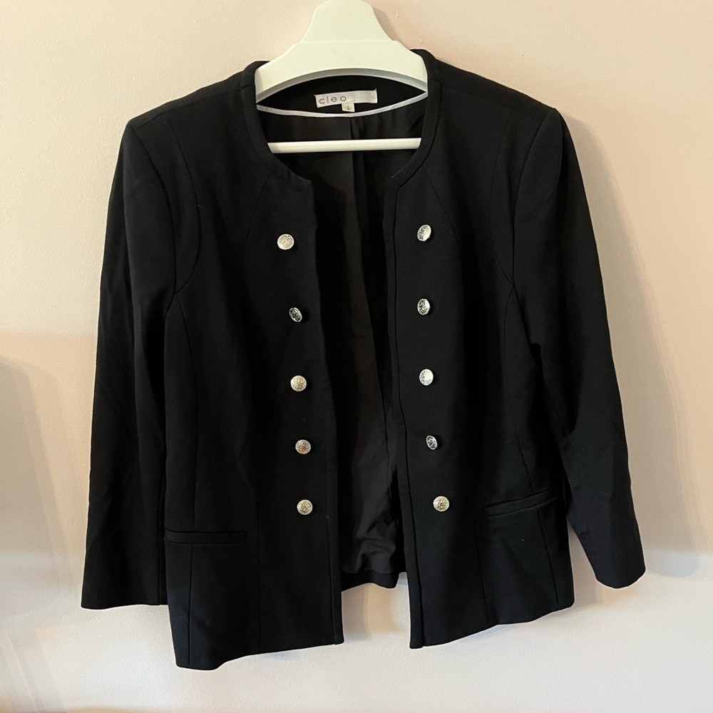Black jacket with gold buttons
